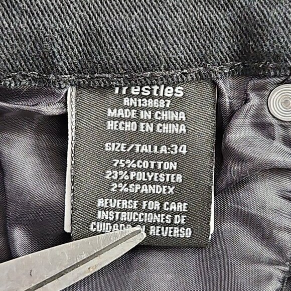 Trestles Supply Co Jeans Men's 34x30 Black Tapered Stretch Zipper Accent - Picture 8 of 16